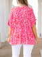 Plus Size Printed Notched Neck Half Sleeve Top