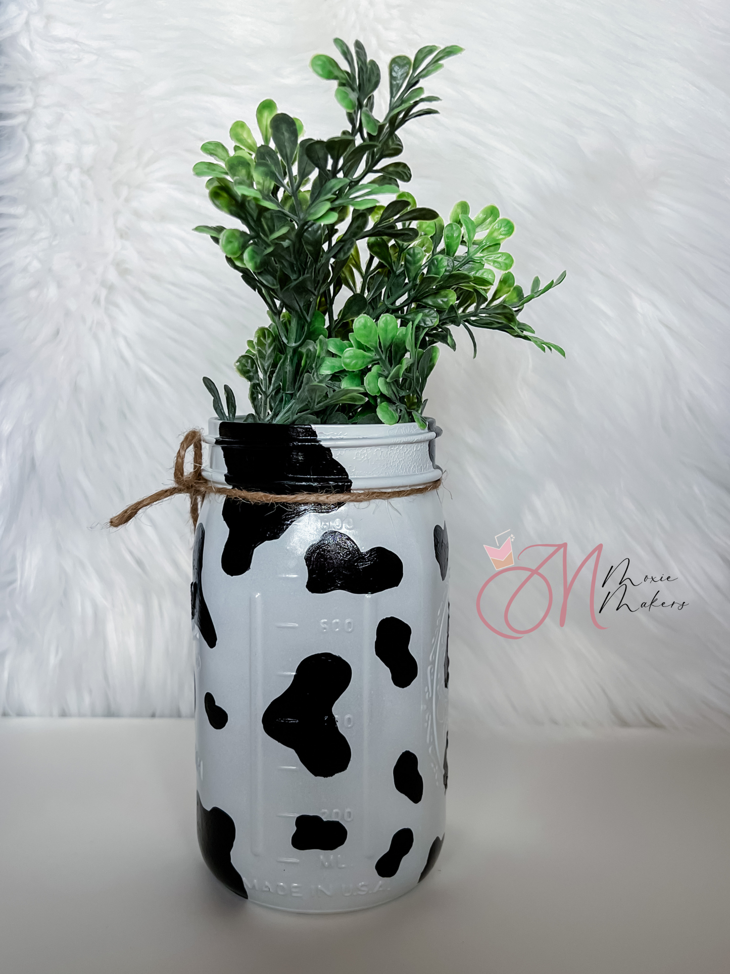 Hand Painted Cow Print Ball Mason Jar