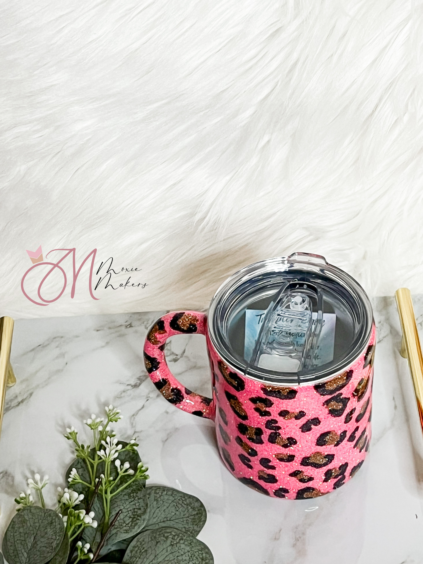 Leopard Coffee Mug Glitter Tumbler
