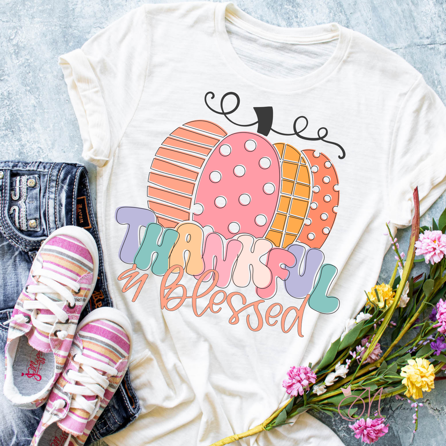 Thankful Blessed Colorful Tee