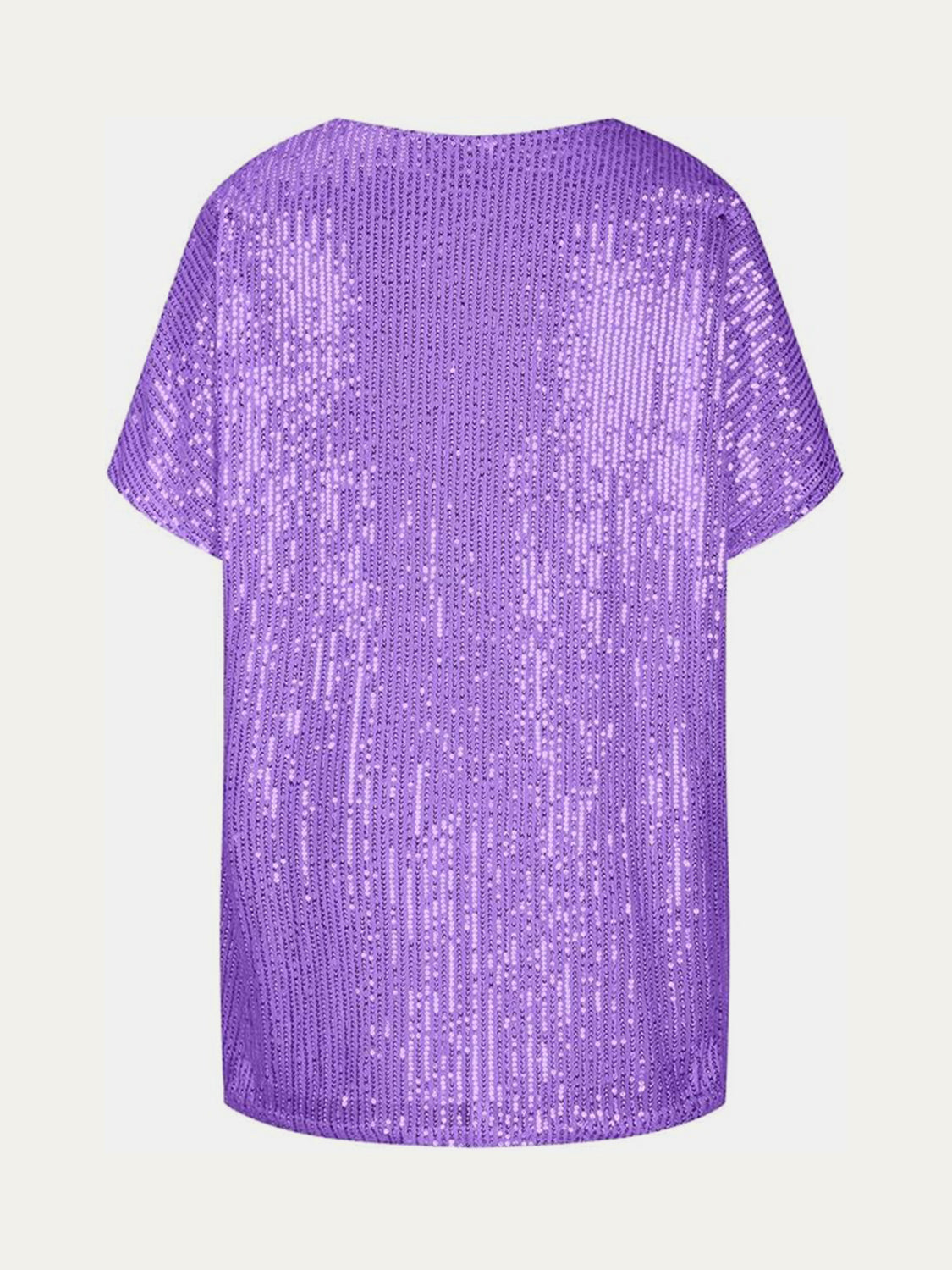 Full Size Sequin V-Neck Short Sleeve Top