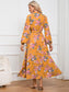 Floral Tie Front Balloon Sleeve Dress