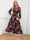 Floral Tie Front Balloon Sleeve Dress