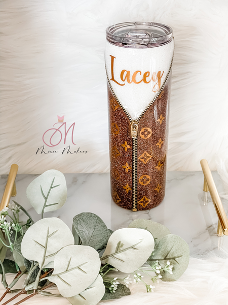 Louis Vuitton Glitter Tumbler With Zipper.