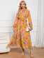 Floral Tie Front Balloon Sleeve Dress